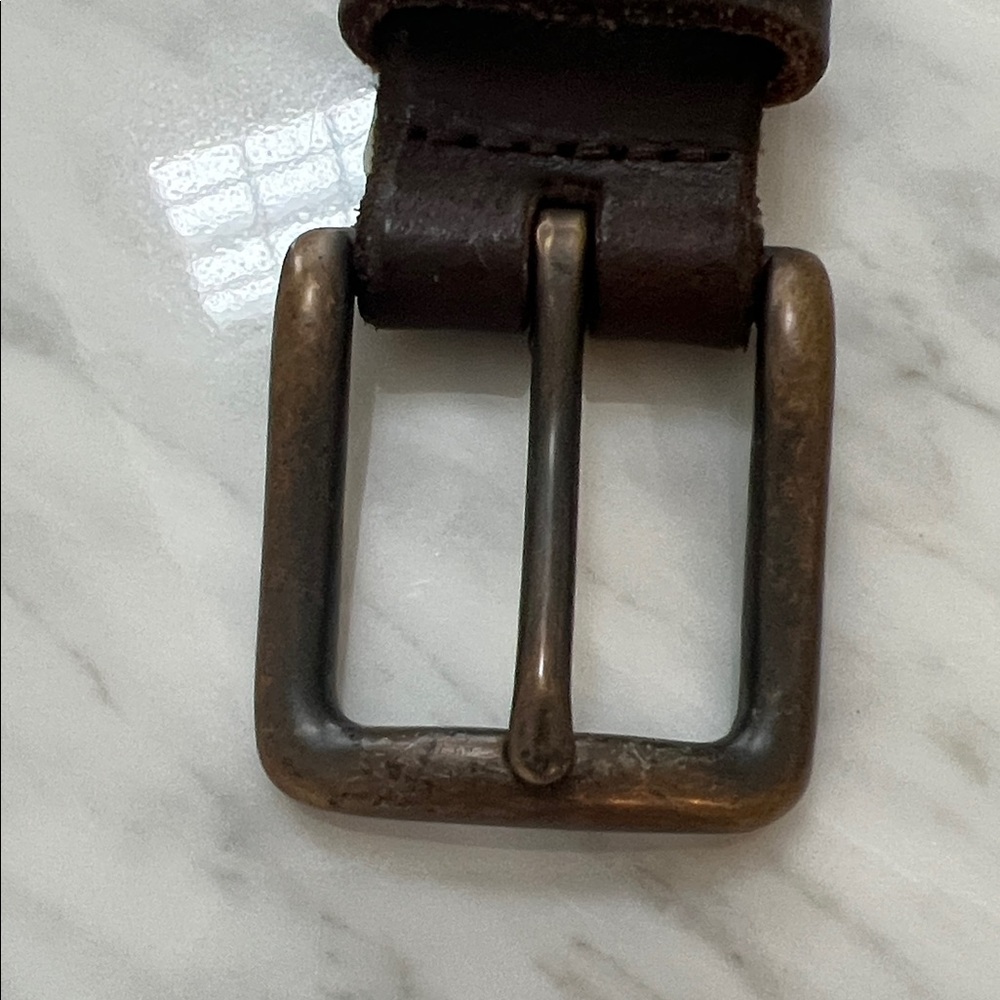 Vintage J Crew Brown Leather Belt with Studded Brass Accents - Picture 3 of 5